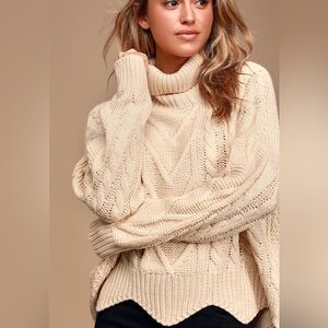 Lulu's Cream Cable Knit Sweater